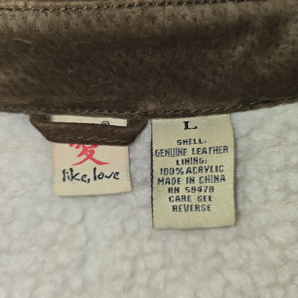VINTAGE PENNY LANE LIKE LOVE SUEDE JACKET EMBROIDERED SHERPA LINED WOMENS L - Picture 5 of 8